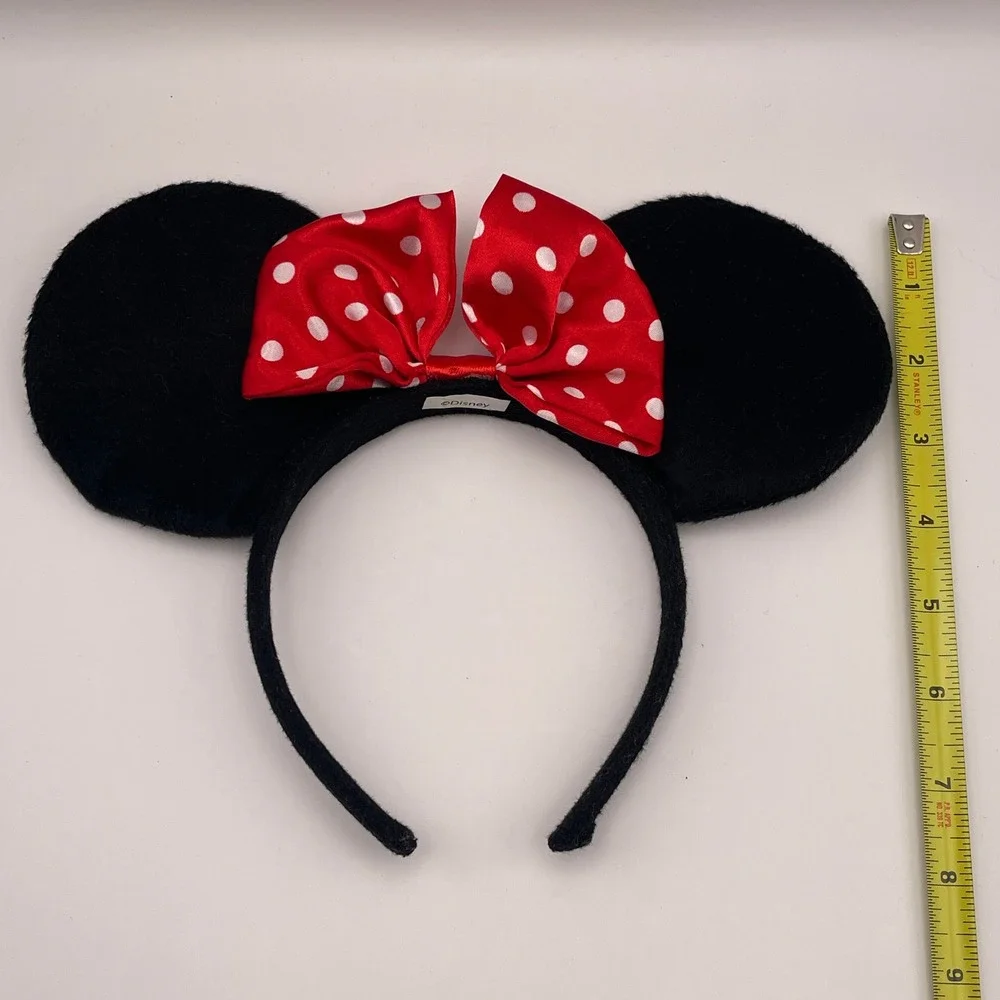 Disney Parks Minnie Mouse Ears Headband Red White Polka Dot Bow‎ Girls Felt